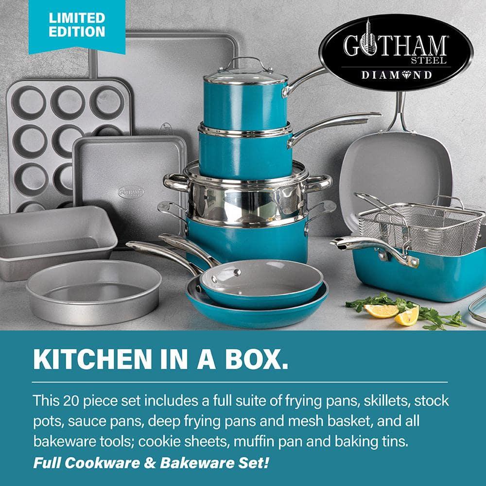 Gotham Steel 20 Piece Nonstick Cookware and Bakeware Set, Stay Cool Handles, Oven & Dishwasher Safe