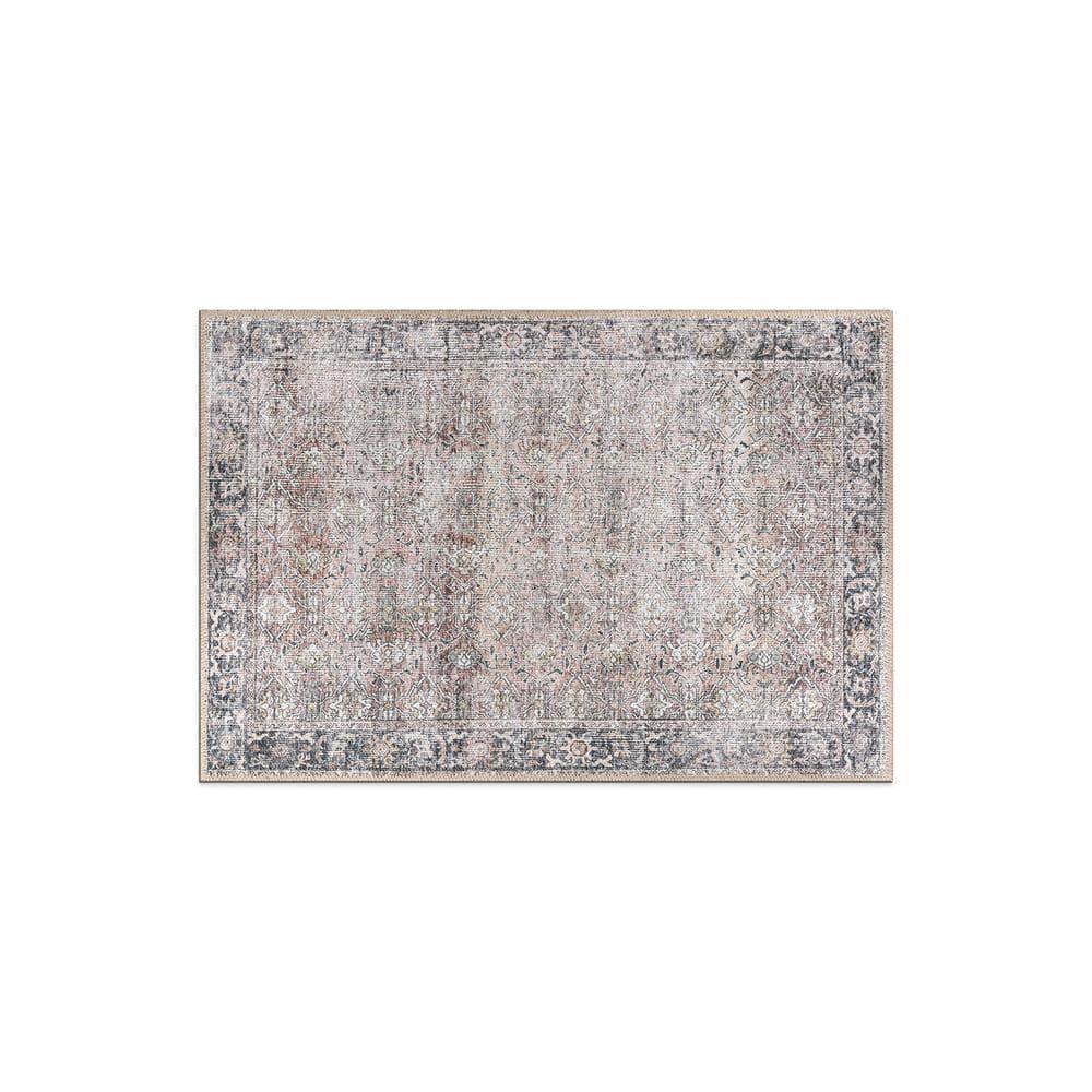 World Rug Gallery Vintage Distressed Machine Washable Non Slip Indoor Area Rug - OLIVE 2'x3'