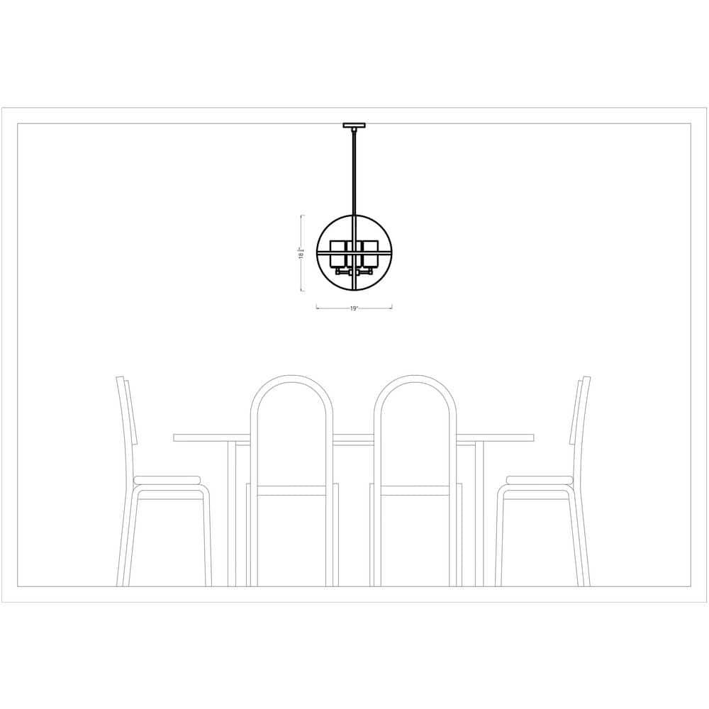 Satin Bronze Mini Cage Chandelier with Etched Glass Shades