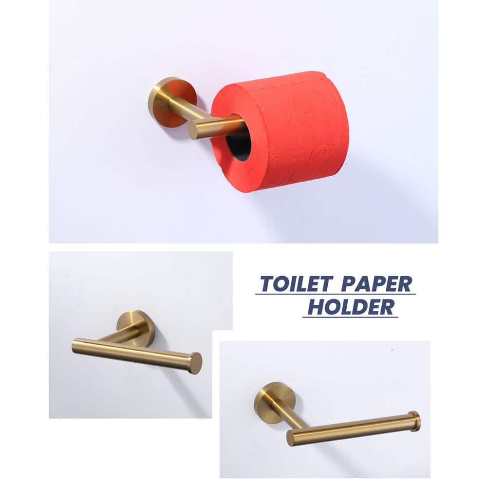 Bathroom Towel Holder Set, 6 Pieces Brushed Gold Towel Bar Bathroom Hardware Accessories Set, SUS304 Stainless Steel Towel Rack Towel Ring Toilet Paper Holder Set Wall Mounted