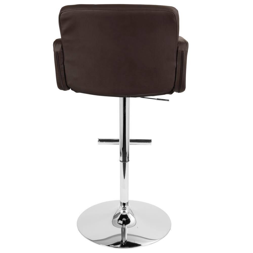 32" Stout Barstool Metal Brown - LumiSource: Upholstered, Swivel, Adjustable Height, Polyurethane Foam