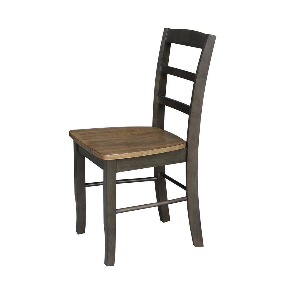 Set of 2 Madrid Ladderback Chairs Hickory/Washed Coal - International Concepts: Solid Wood, Unupholstered
