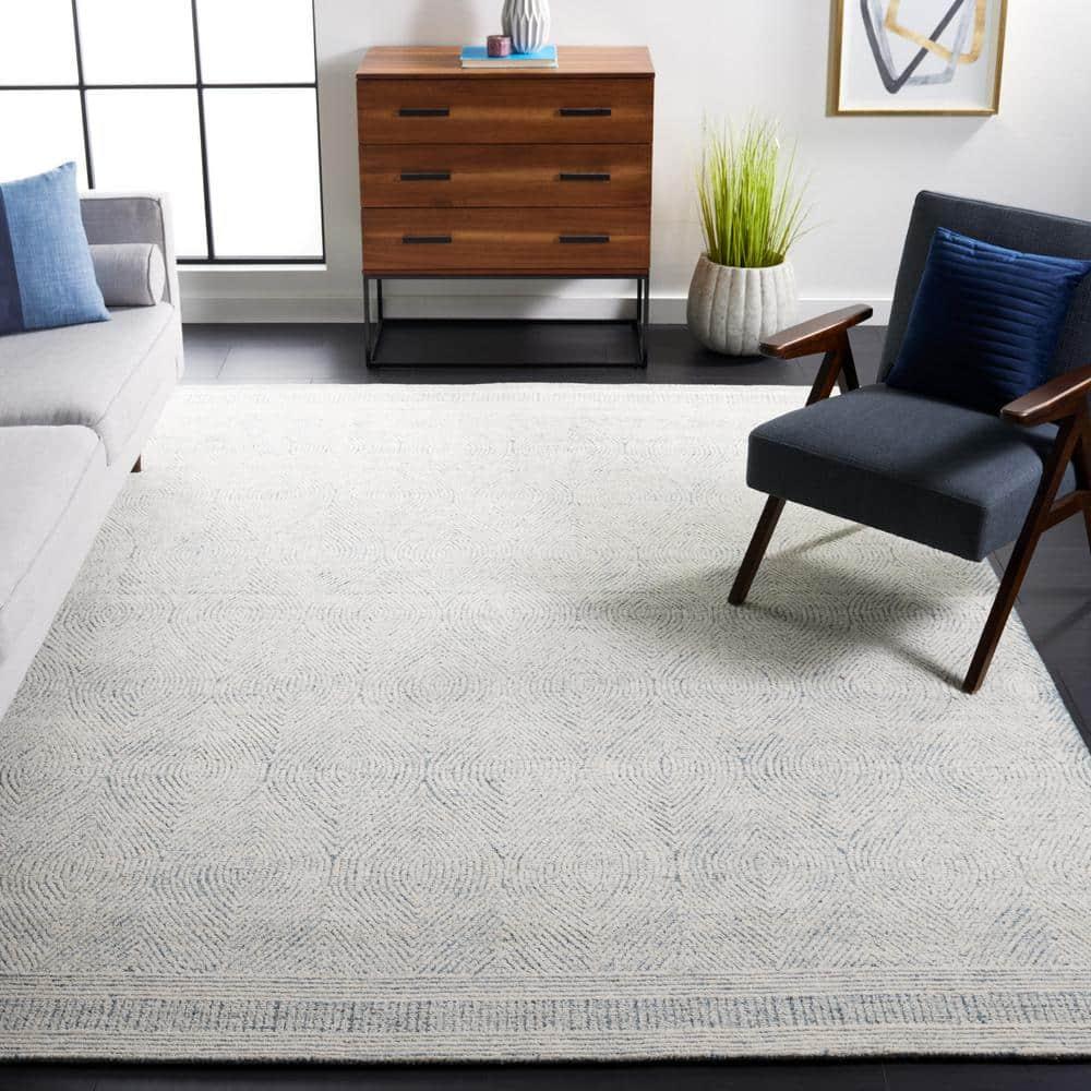 SAFAVIEH Abstract Caelestinus Ogee Wool Area Rug, Ivory/Blue, 11' x 15'