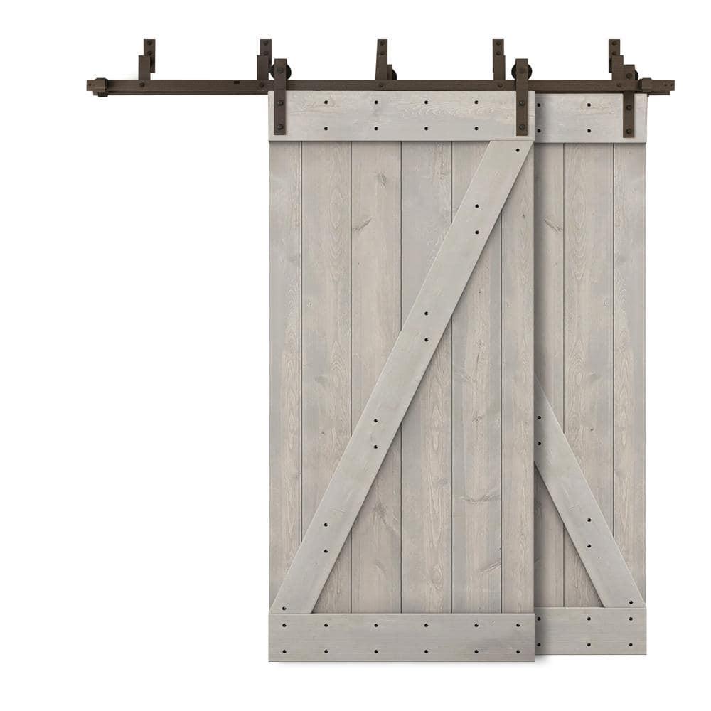 Calhome 84'' Solid Wood Paneled Painted with Installation Hardware Kit Barn Door