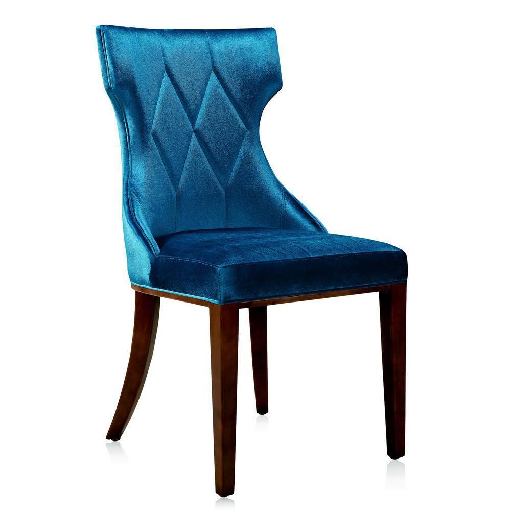 Manhattan Comfort Reine 18.5" Velvet Dining Chair in Cobalt Blue (Set of 2)
