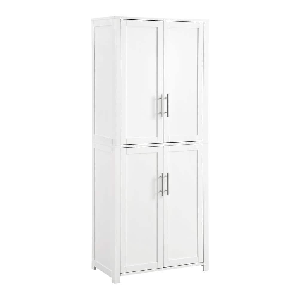 Savannah Tall Pantry White - Crosley: Shaker-Style Doors, 6 Adjustable Shelves, MDF Wood
