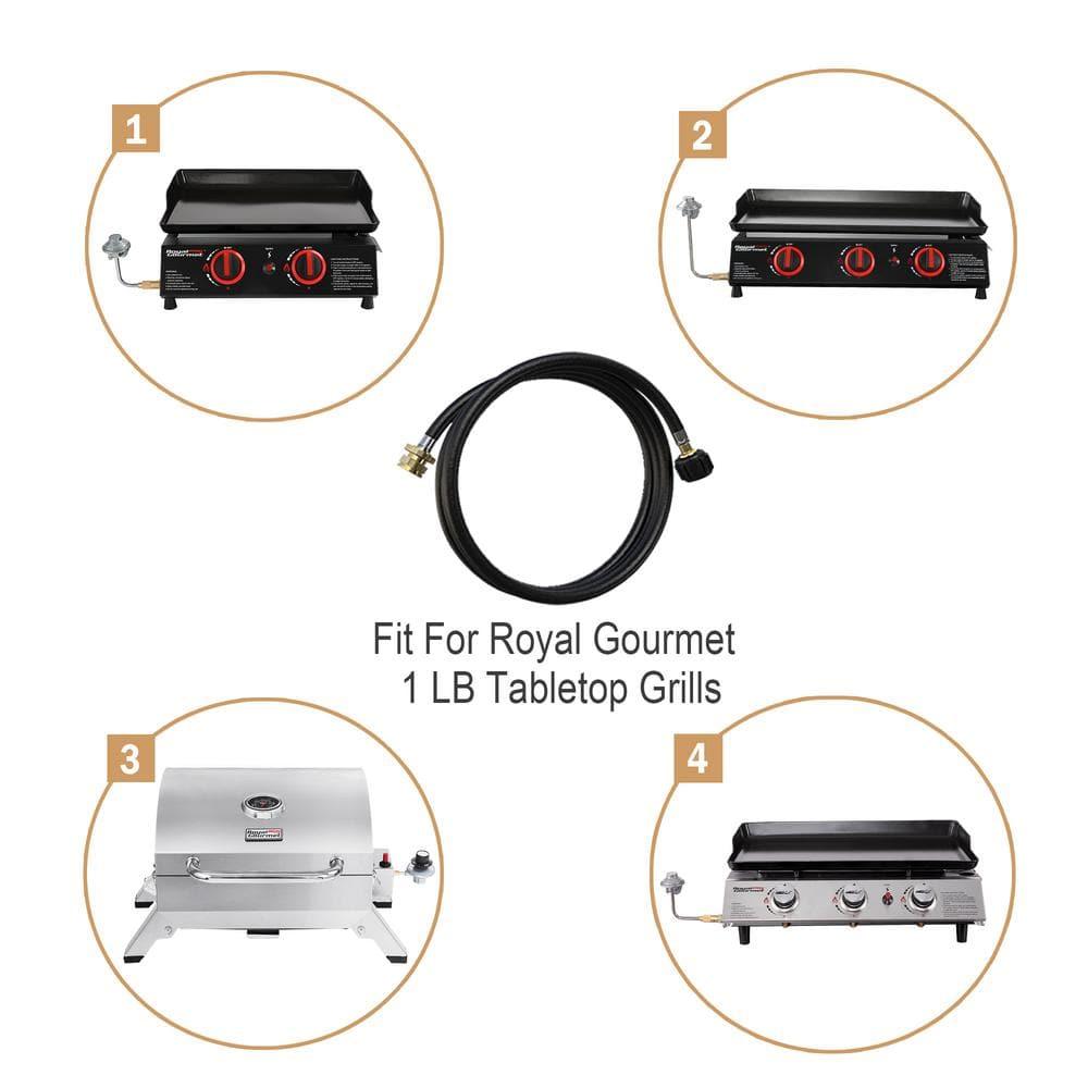 Royal Gourmet Royal Gourmet 5 Feet Propane Hose Adaptor, 1 Lb Portable Appliance to 20 Lb Lp Tank Converter with Type 1 Connection, Black