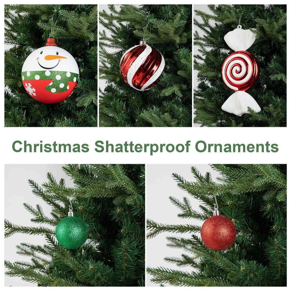 Glitzhome 178 Piece Christmas Ornaments , 4 Piece Candy Picks and 9 Piece Ribbon Bow Sets