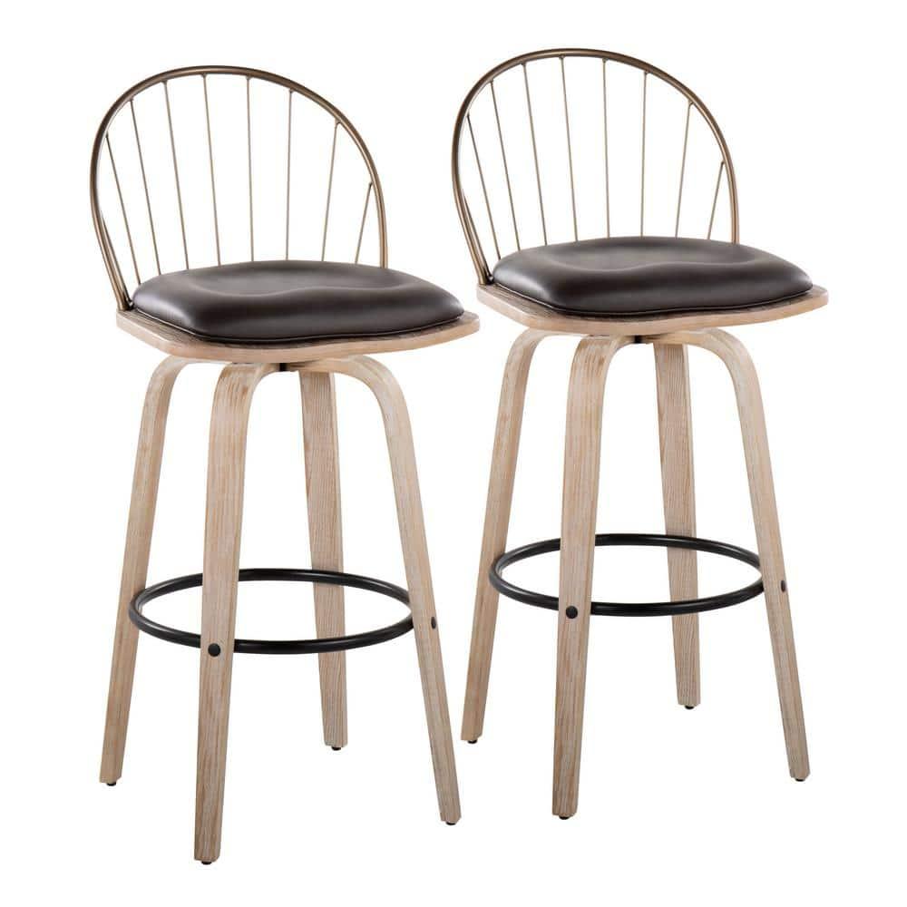 LumiSource Brown Riley 30" Fixed-Height Barstool - Set of 2