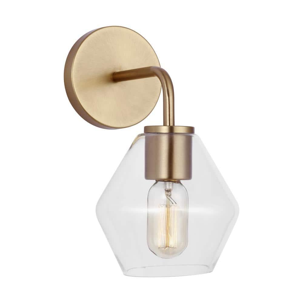 Rooks Single Light Glass Steel Dimmable Armed Sconce