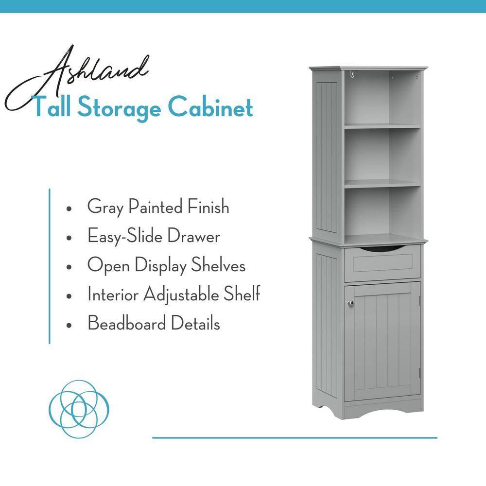 RiverRidge Home RiverRidge Ashland Tall Bathroom Storage Linen Cabinet and Organizer with Drawer and Shelves