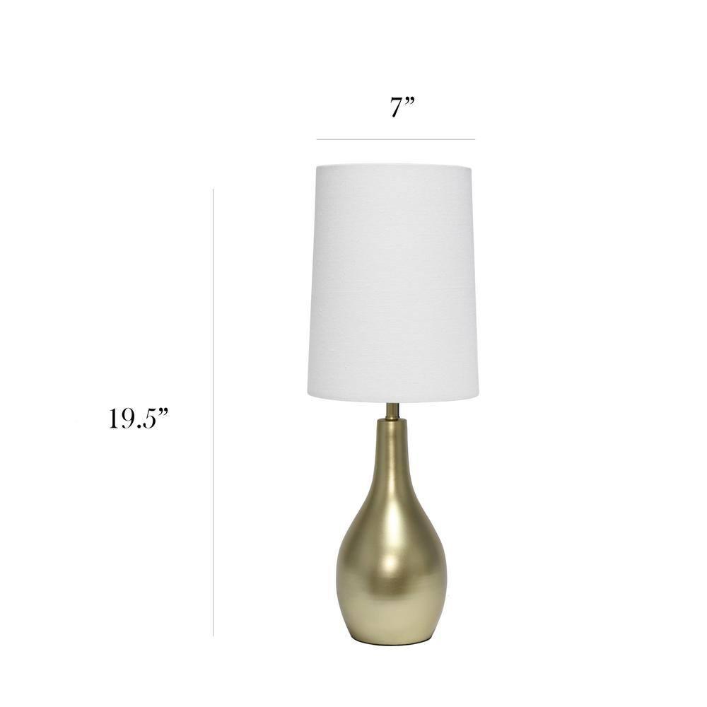 1 Light Tear Drop Table Lamp Gold - Simple Designs: Bedside, No Assembly Required, UL Listed, Cotton Shade