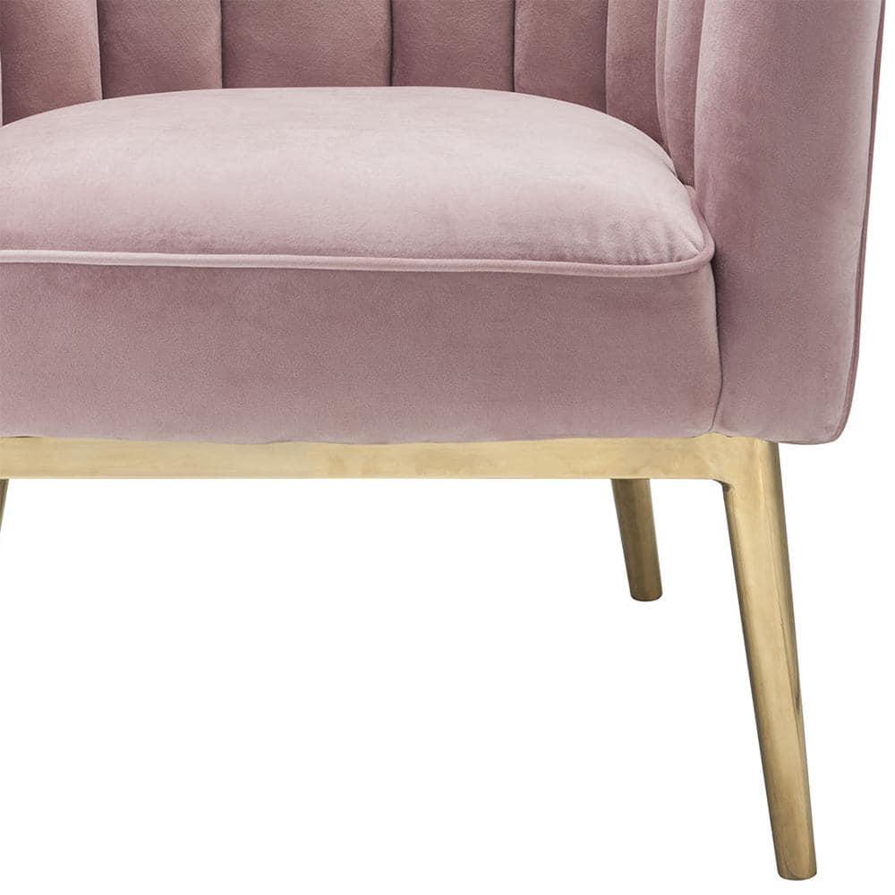 31" Colla Accent Chair Blush Pink Velvet/Gold Finish - Acme Furniture: Tufted, Leather Upholstery, Wood Frame
