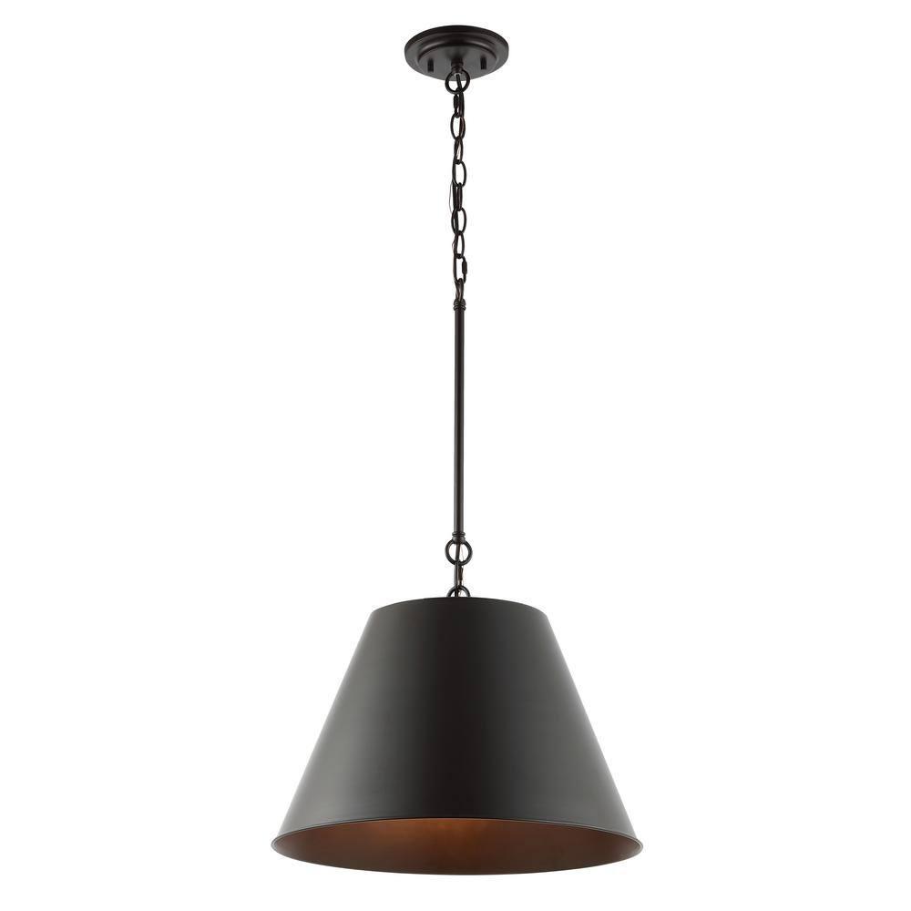 Henry 17.88" 1-Light Industrial Farmhouse Iron LED Pendant, Oil Rubbed Bronze