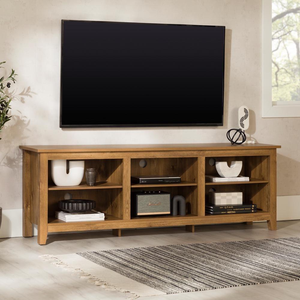 Barnwood 70" Rustic MDF TV Stand with Adjustable Shelves