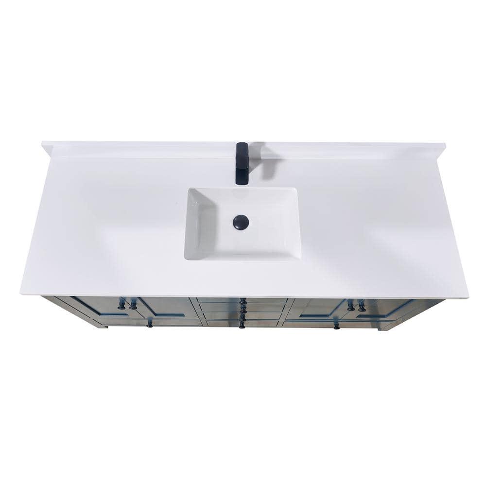 61'' Stone Single Bathroom Vanity Top with Sink