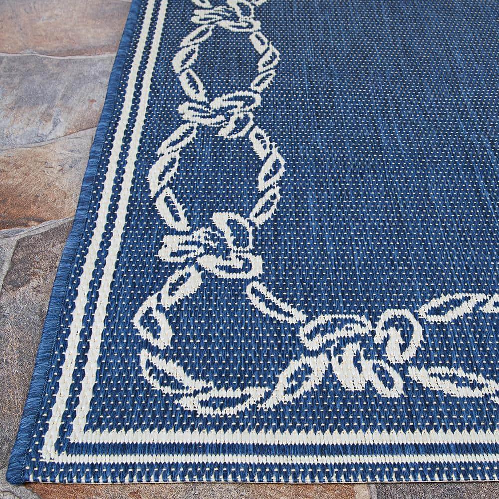 Couristan Recife Rope Knot Area Rug, 5'10" x 9'2", Ivory-Indigo