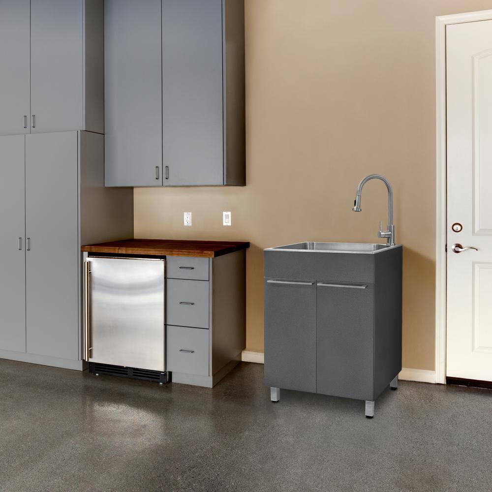 All-In-One 24.1" L x 21.3" W Free Standing Laundry Sink with Faucet