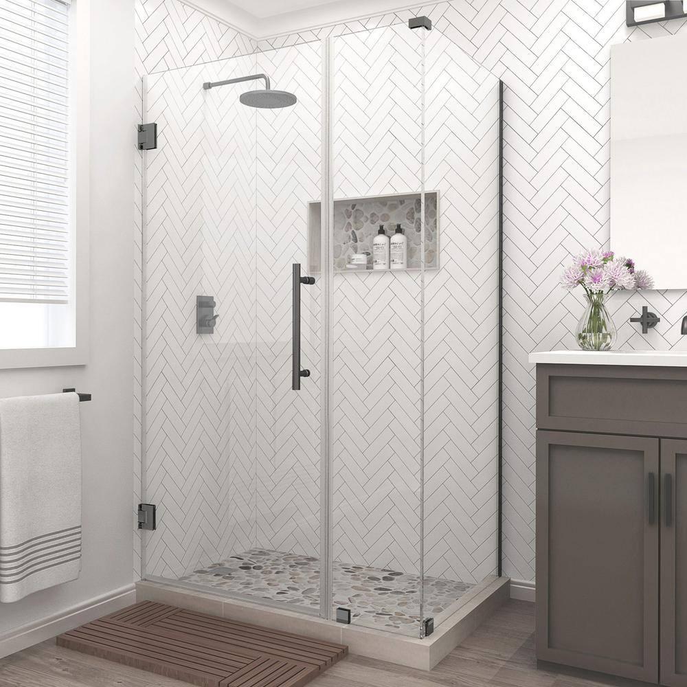 Aston Bromley Frameless 32.38" x 72" Rectangle Hinged Shower Enclosure SEN967EZ-MB-502832-10
