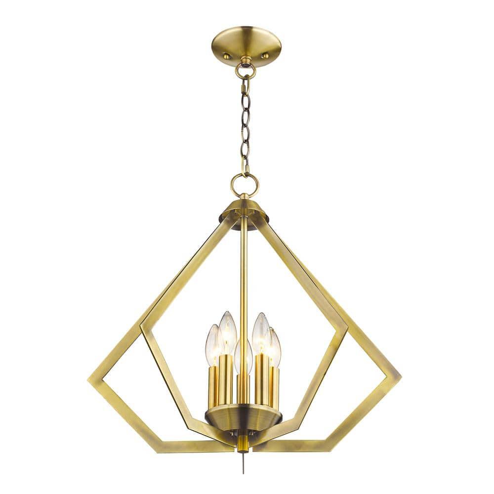Livex Lighting Prism 5 - Light Chandelier in  Antique Brass