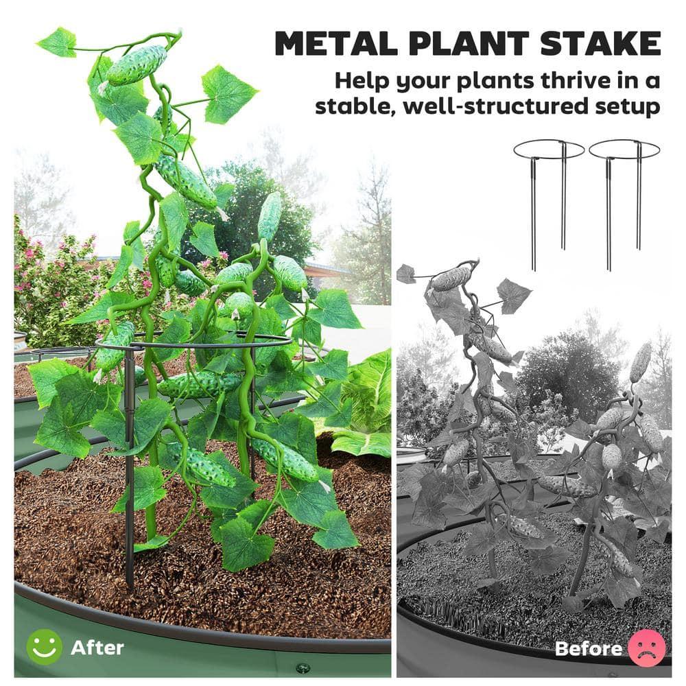 Outsunny 2PCS Galvanized Raised Garden Bed, 7' x 3' x 1' Raised Beds for Gardening with Metal Plant Stakes, Green