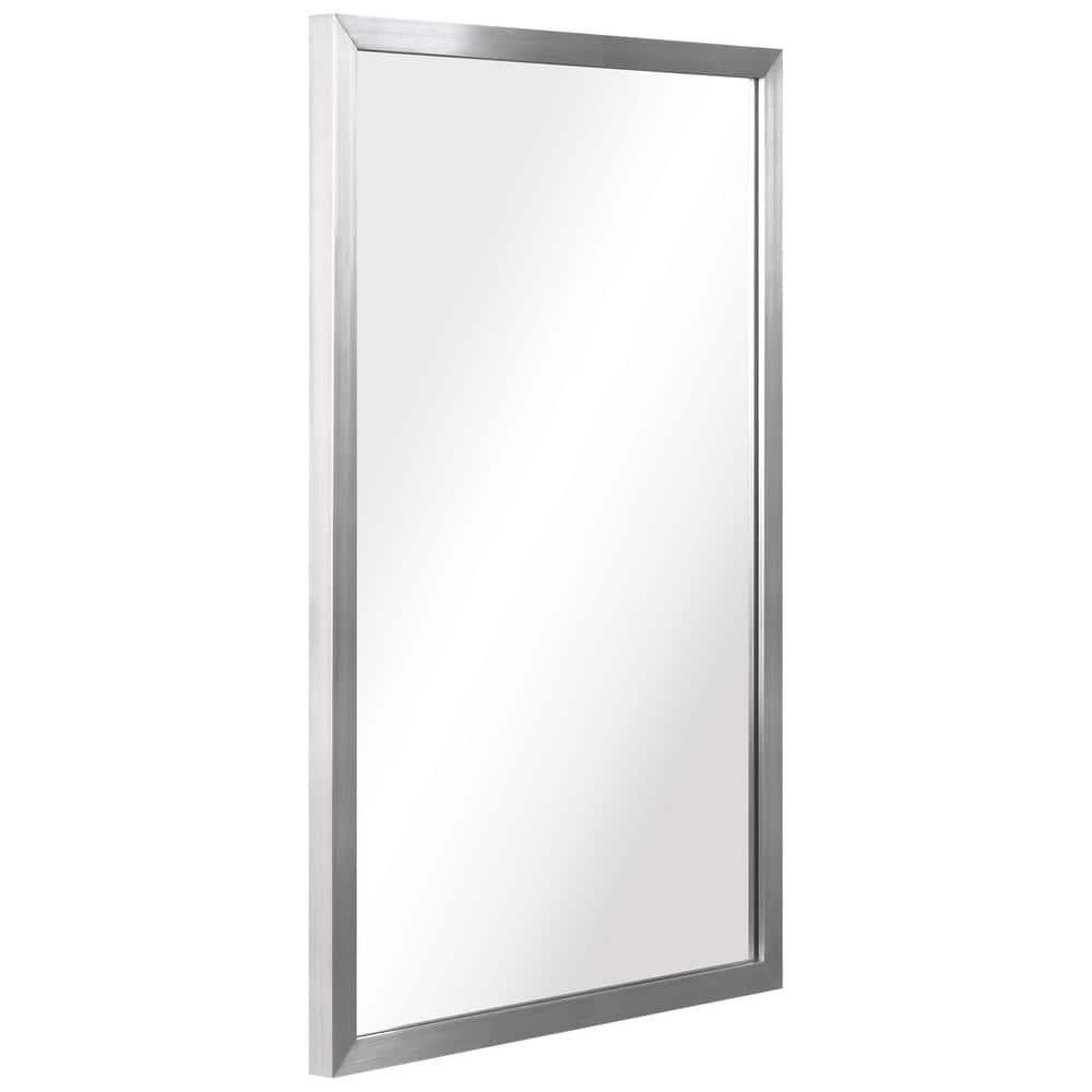 Empire Art Direct Contempo Brushed Silver Stainless Steel Frame Rectangle Wall Mirror, 20" x 30" x 1", Ready to Hang