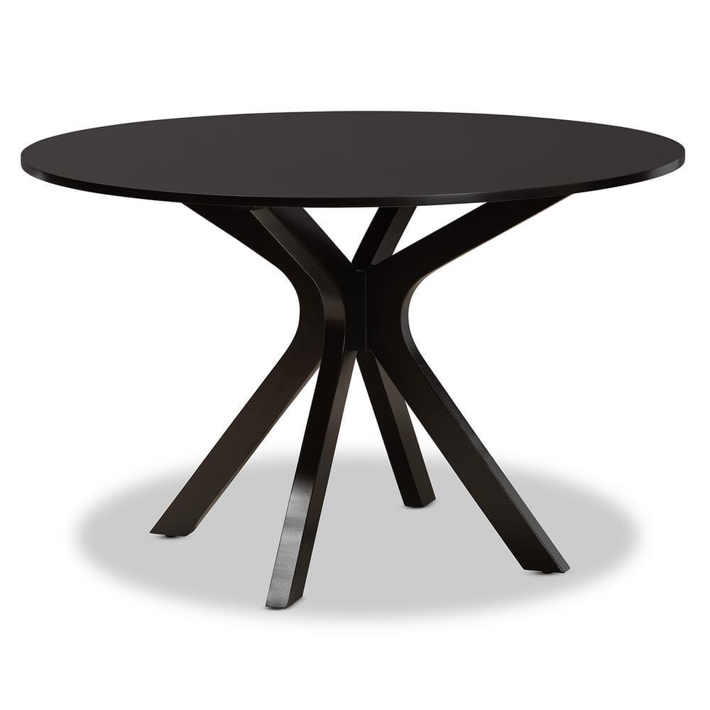 Baxton Studio Kenji Dark Brown Finished 48-Inch-Wide Round Wood Dining Table
