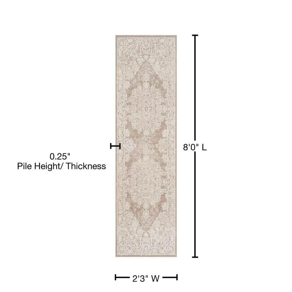 Reflection RFT664 Power Loomed Indoor Runner Rug - 2'3"x8' - Beige/Cream - Safavieh