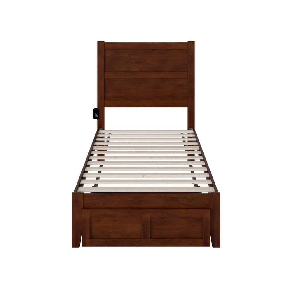 Twin Noho Bed with Foot Drawer Walnut - AFI: Kids' & Teen Platform Storage, No Box Spring Needed