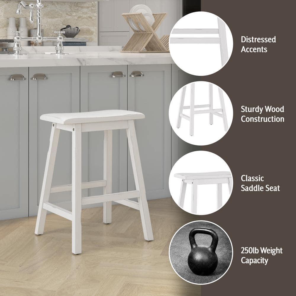 Hillsdale Furniture Moreno Backless 24" NonSwivel Counter Height Barstool Sea White: Wooden Kitchen Stool, Fixed Height