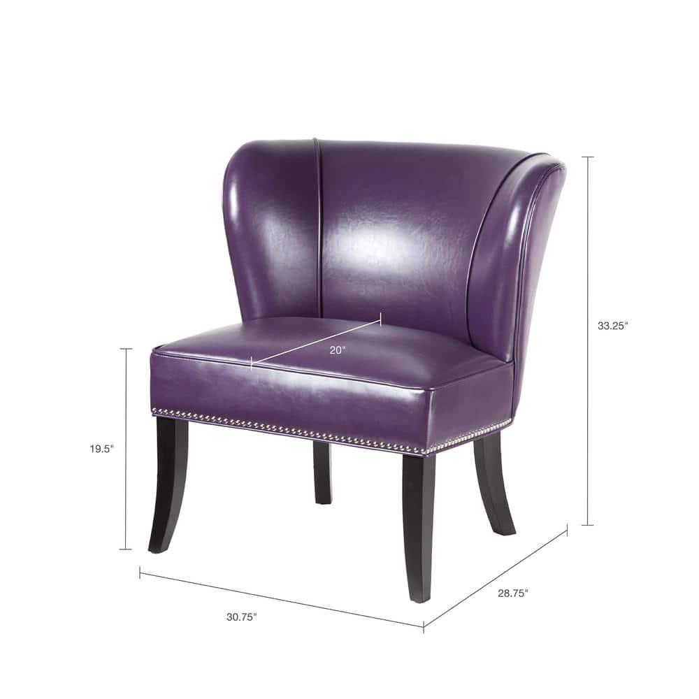 Universal Lighting and Decor Hilton Wingback Faux Leather Accent Chair, Plum