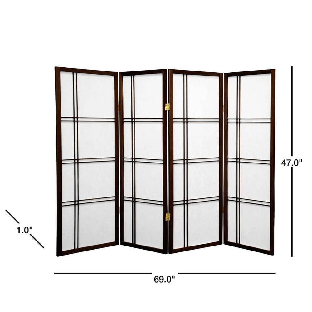 4 ft. Short Double Cross Shoji Screen - Walnut - 4 Panels