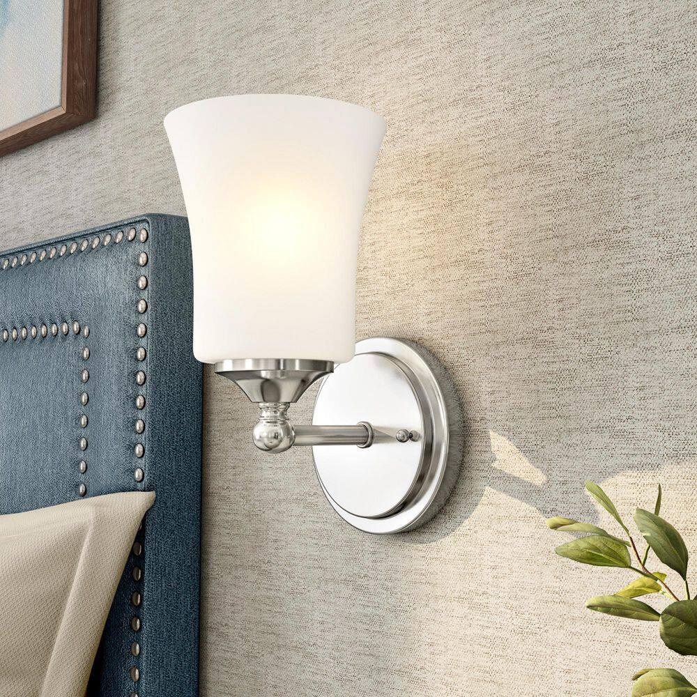 Designers Fountain Bronson 1 Light Brushed Nickel Wall Sconce Light, D278M-WS-BN
