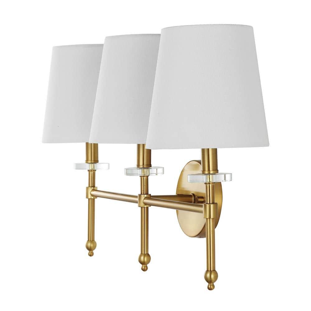 Olivia 23 in. 3-Light Brass Gold Modern Midcentury Iron LED Vanity Light
