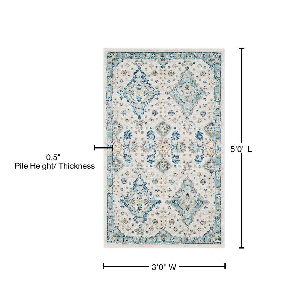Evoke EVK224 Power Loomed Accent Rug - Ivory/Light Blue - 3'x5' - Safavieh.