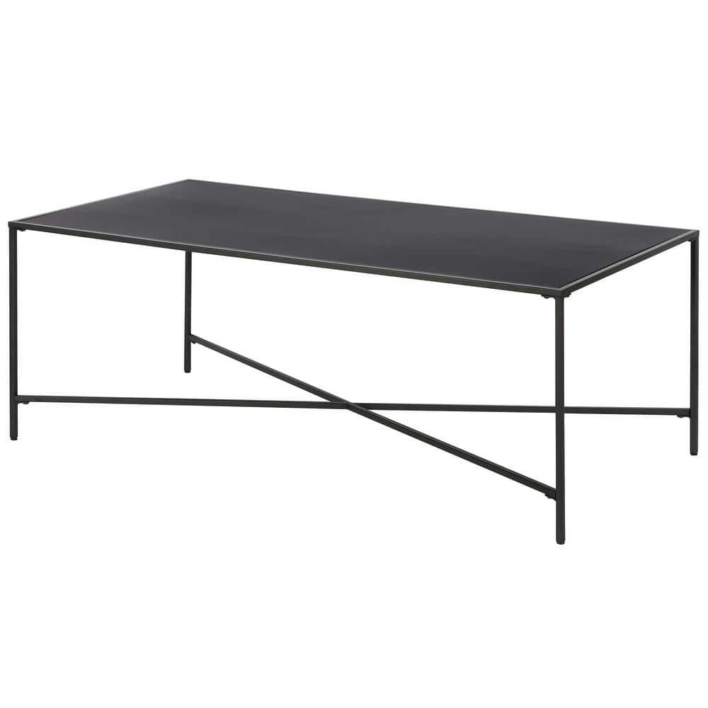 Evelyn&Zoe Henley 48" Wide Rectangular Coffee Table with Metal Top, Blackened Bronze
