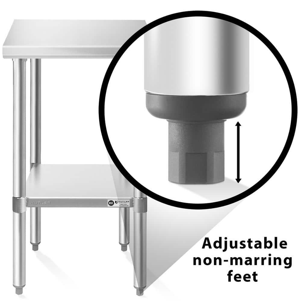 Stainless Steel Table with Undershelf. Metal Prep Table. NSF.