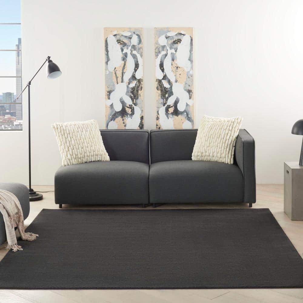 Nourison Essentials Easy Care Indoor Outdoor Area Rug - Black 7' x Square