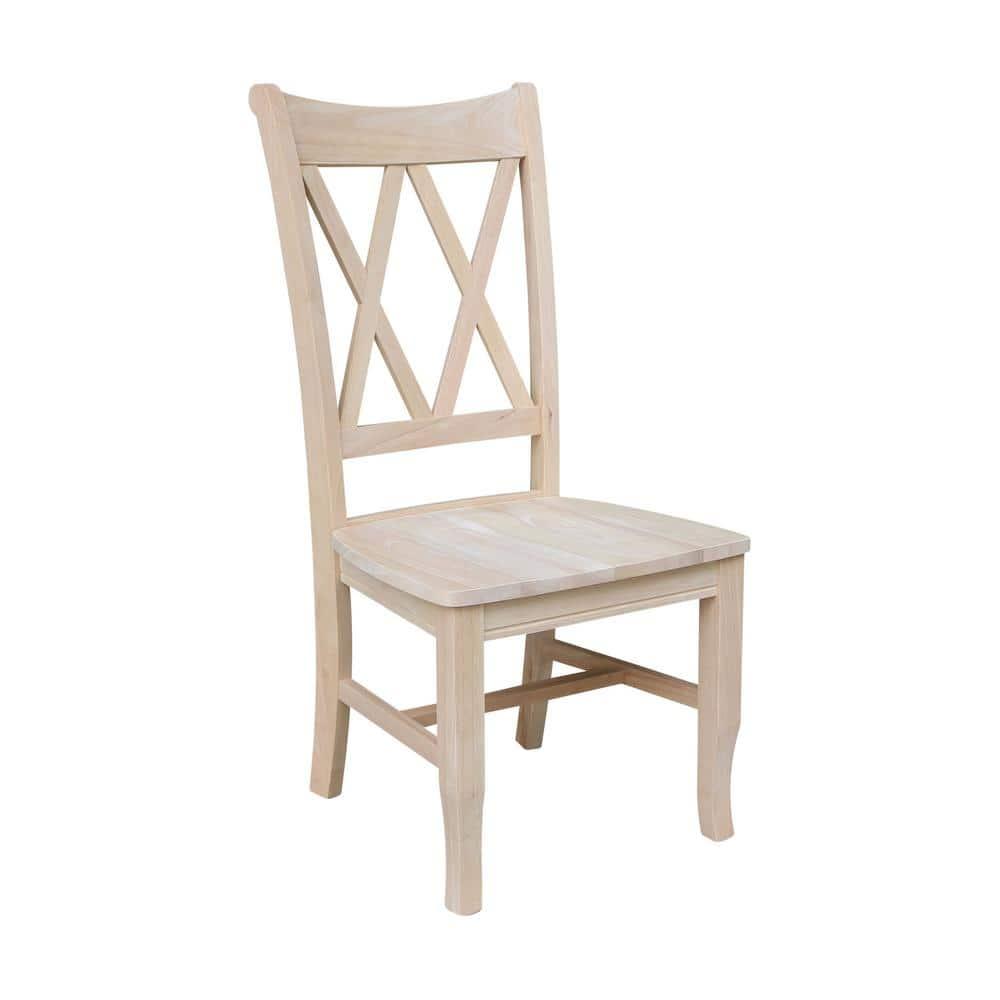 Set Of 2 Double X Back Chair Unfinished - International Concepts: Solid Wood, Armless, Unupholstered