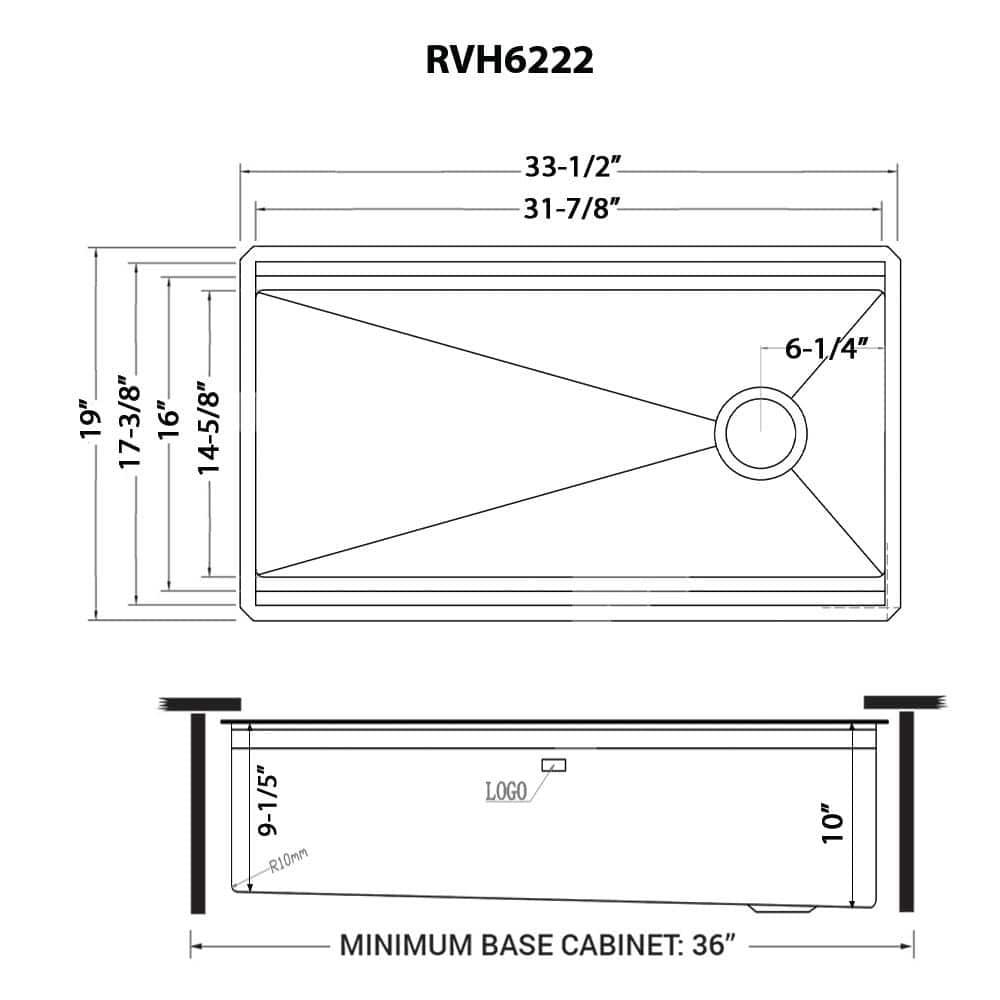 Ruvati Ruvati 20 x 14 inch Semi-Recessed Drop-in Topmount Rectangular Bathroom Sink RVH6222BL