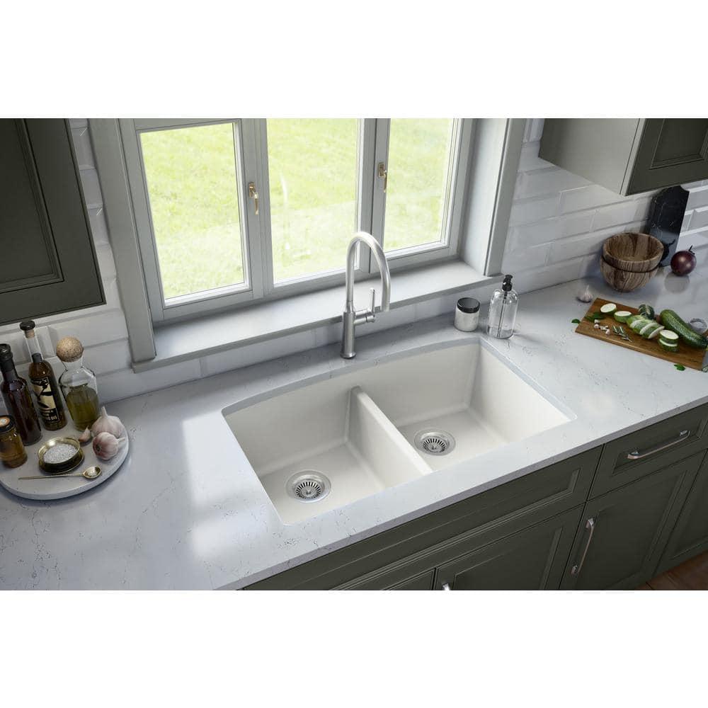 MSI WAY-QTZ-DBSNK-5050-003 Quartz 32"x19" Undermount 50/50 Double Bowl Kitchen Sink