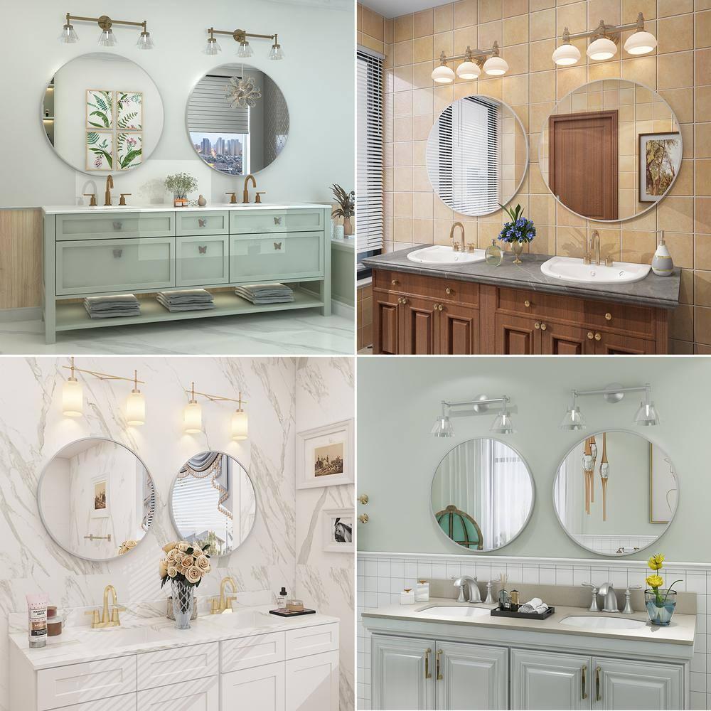 Amara Round High Quality Aluminum Alloy Framed French Cleat Mounted Wall Decor Bathroom Vanity Mirror with 5-Year Warranty