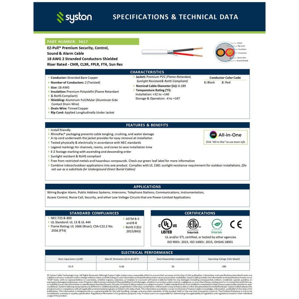 SYSTON 18/2 Fire Security Burglar Station Sound Alarm Control Cable Wire, Riser-Rated CMR/CL3R Shielded 100% Copper Stranded UL/ETL,UV Resistant RoHS for Indoor/Outdoor Low Voltage Applications Use