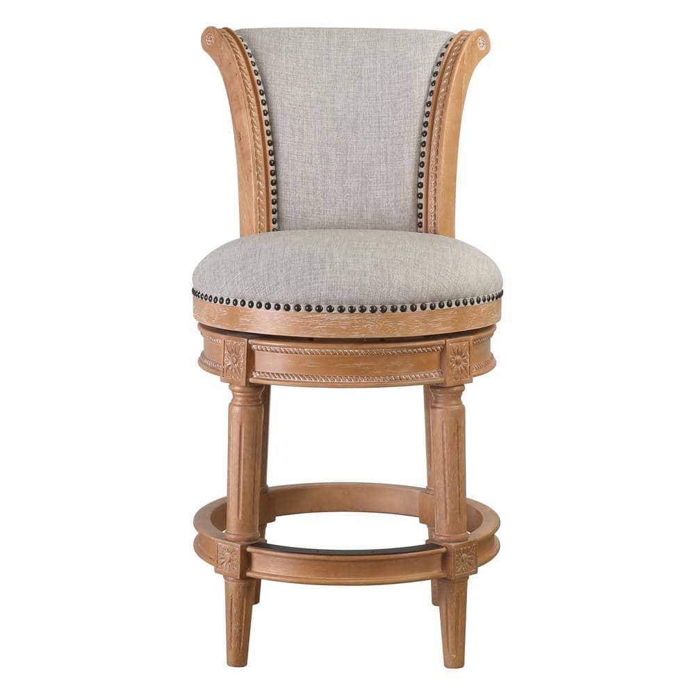 Ophelia & Co. Ted High Back Solid Wood Swivel Bar Stool