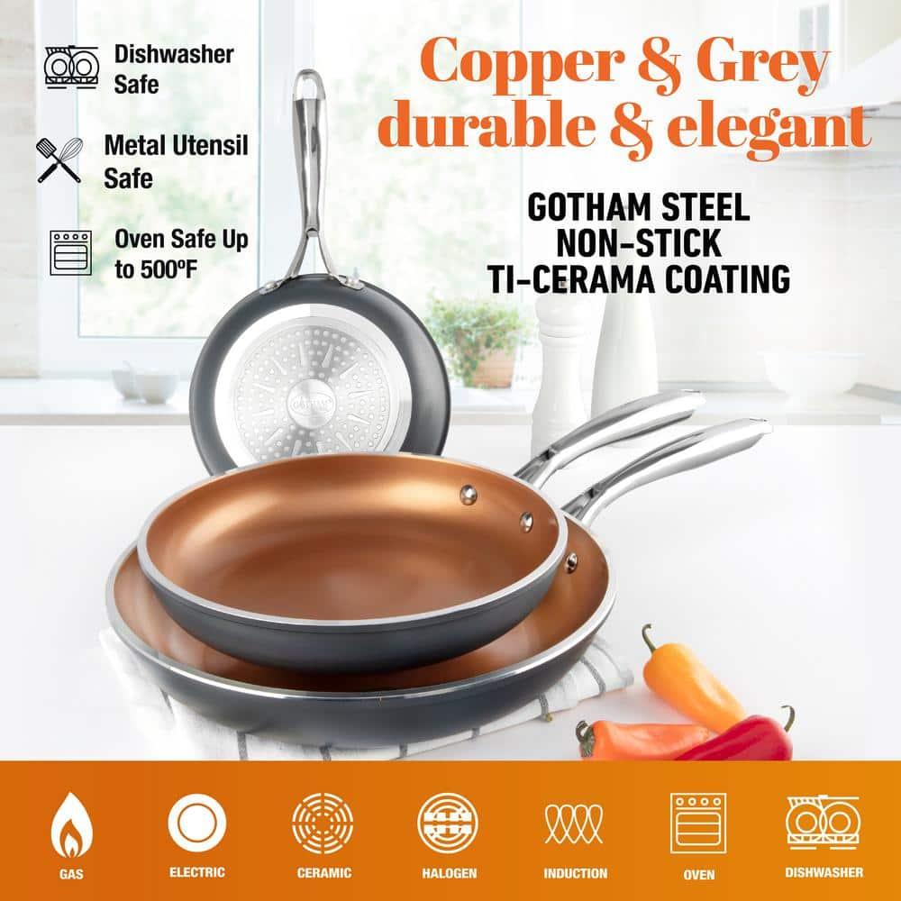Gotham Steel Gotham Steel Copper 3 Piece Nonstick Fry Pan Set - 8'',10'', And 12''
