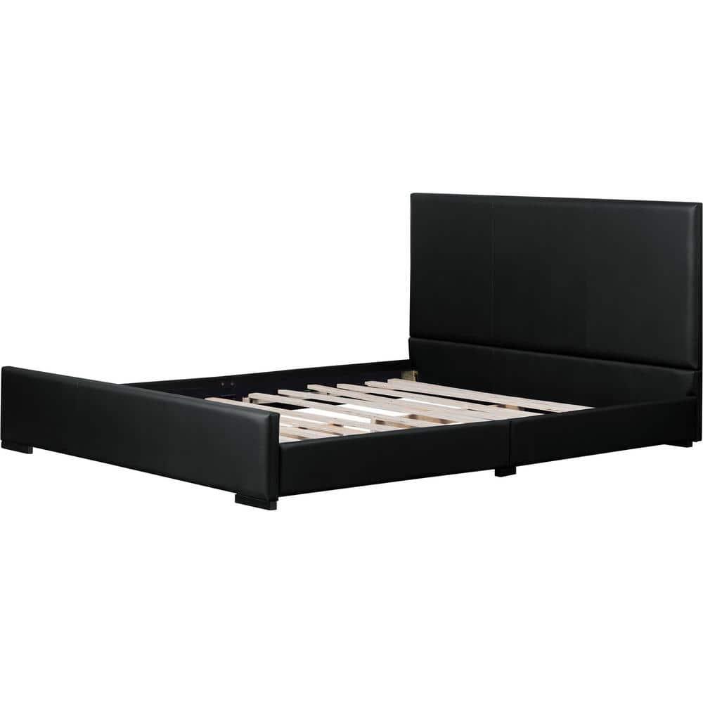 Camden Isle Abbey Platform Bed | Upholstered | Low Profile | King, Black