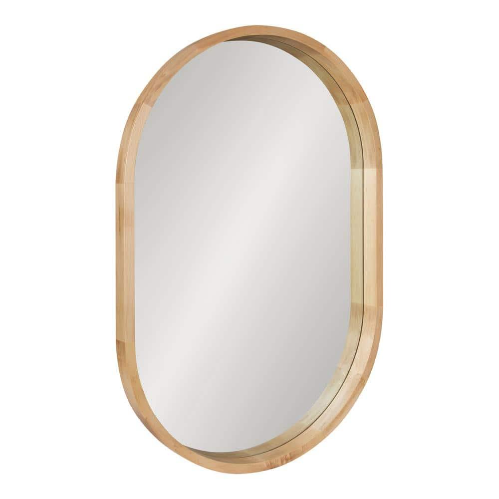 24" x 36" Hutton Wood Framed Capsule Wall Mirror Natural: Scandinavian Style, Poplar Frame - Kate & Laurel
