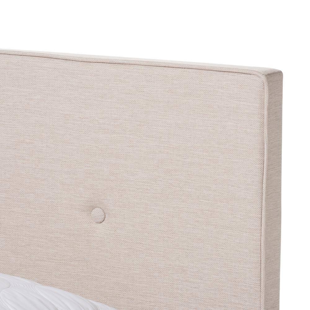 Full Hampton Modern and Contemporary Fabric Upholstered Bed Light Beige - Baxton Studio: Polyester, Rubberwood Frame, MDF