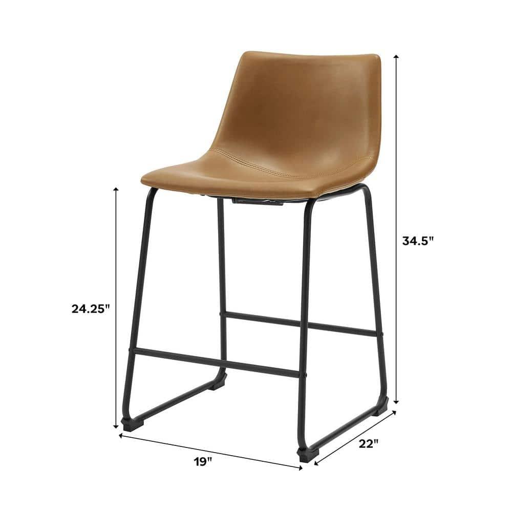 Black Faux Leather and Metal Counter Stools, Set of 2