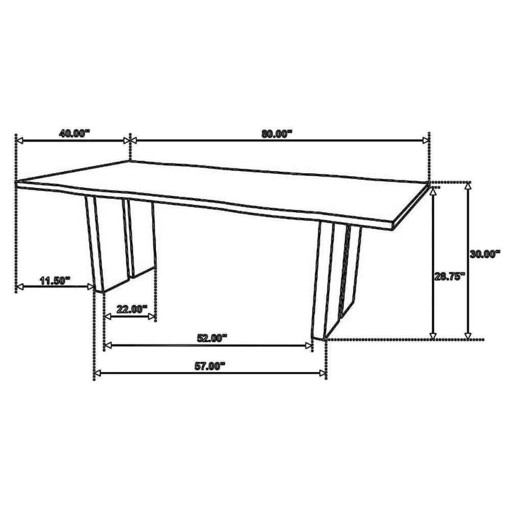 Benjara  30 x 80 x 40 in. Wood Rectangular Dining Table with Double Pedestal Base, Brown & Black